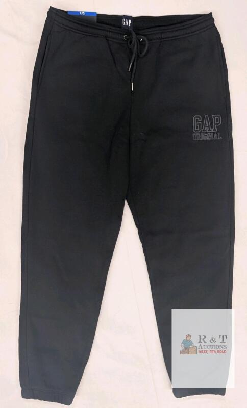 NEW GAP Original Black Sweatpants Joggers &ndash; Size Large, Drawstring Waist, Pockets, Made in Cambodia