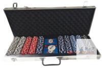 500 Piece Poker Chip Set with Aluminum Case, 11.5g Chips, 2 Decks, Dice, Keys, 19.5" Case