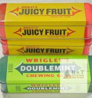 Wrigley&rsquo;s Juicy Fruit & Doublemint Chewing Gum Collectible Tin Boxes Set &ndash; 6.5"x2.5"x1", Vintage Design