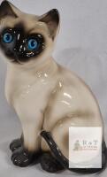 K.C. Cameron & Sons Siamese Cat Figurine - Korea Glazed Ceramic 9" Vintage Decor