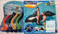 Bestway Jumbo Whale Ride-On 80"x40" & Splash Zone Diving Snakes Set Pool Toys, Ages 3+ & 5+, NEW