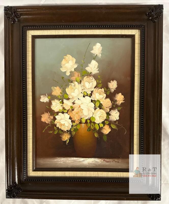 NEW Framed Robert Cox Original Oil Painting &ndash; Floral Still Life, Appraisal & Certificate, 28"x24" Frame
