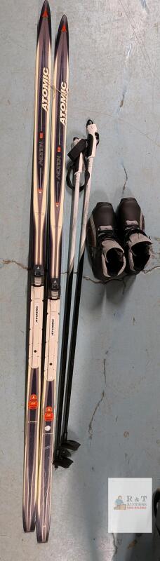 Atomic Cross Country Ski Set. Poles (47"), Skis (74"), Shoes (Men's 8.5)
