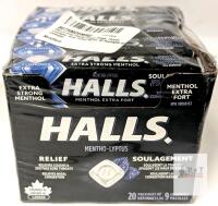 [EXP 11/2026] 20 New Packages of HALLS Mentho-Lyptus Extra Strength Menthol Cough / Sore Throat Relief Lozenges, 9 Lozenges Per Pack