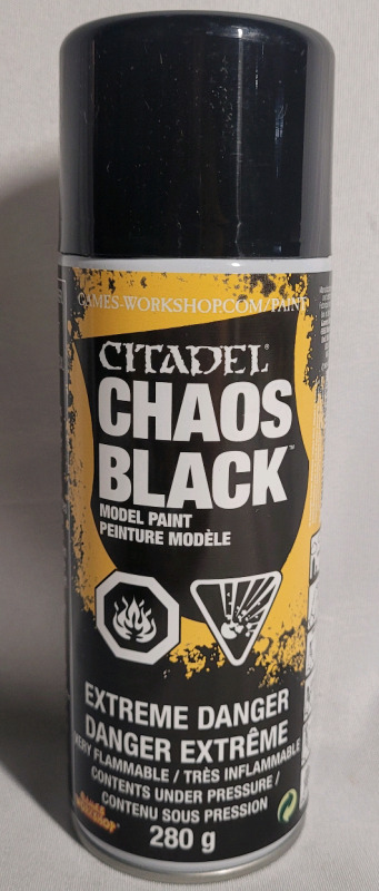 Games Workshop / Citadel Chaos Black Model Paint , 280g Can - New