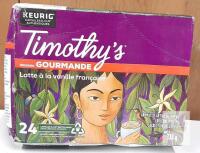 Exp 12/2025 Timothy's French Vanilla Latte K-Cup Pods, 24 Pack, 338g, Keurig Compatible,
