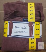 NEW Splendid 2 Piece Pajama Set Small S/P, 100% Polyester, Burgundy, Button Front, Long Sleeve