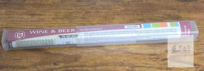 NEW Home Brew Ohio Wine & Beer Hydrometer, 0.990&ndash;1.170 SG, 0&ndash;20% Alcohol, Lead Free, Case Included