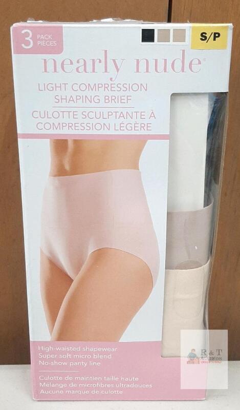 NEW Nearly Nude 3-Pack Light Compression High-Waisted Shaping Briefs, S/P (35-36 in.), Costco