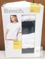 NEW Bench Women's Crew Neck T-Shirts, 4 Pack, Small, Black/White, Modern Fit, Cotton, SKU 1388880