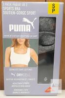 NEW Puma Sports Bra 2-Pack Small, Convertible & Square Neck, Adjustable, Black/Grey, DryCell