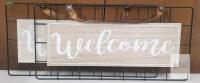 2 NEW Decorative Welcome Wall Sign, Wood and Metal, 19.5"x12.5", Hanging Strap, Modern Farmhouse Style