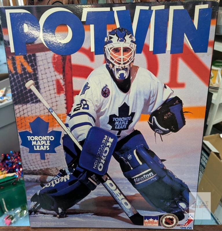 Vintage Toronto Maple Leafs Potvin Print on Plaque Board. 16" by 20"