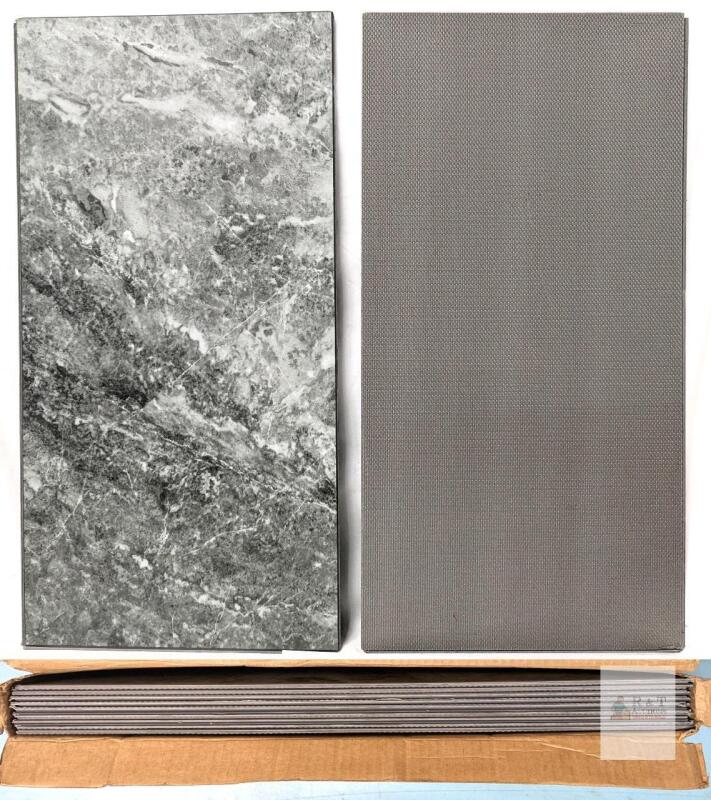 9 New 12" &times; 24" Faux Marble Interlocking Floor Panels with Grippy Lightly Padded Backing