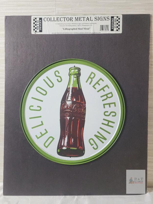 COCA-COLA " Lithographed Steel Metal " Yesterday's Historical Famous Trademark Metal Sign . Measures 11 &frac34;" diameter