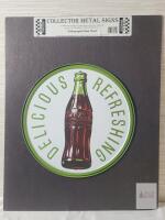 COCA-COLA " Lithographed Steel Metal " Yesterday's Historical Famous Trademark Metal Sign . Measures 11 &frac34;" diameter