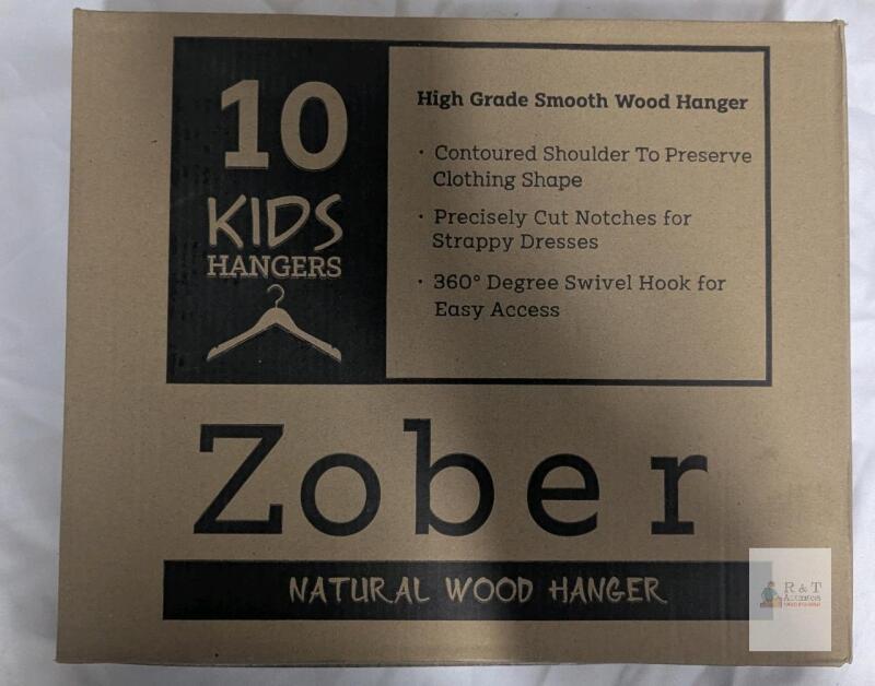 10 New: Kids Smooth Wood Hanger - Contoured Shoulder, Notches, Swivel Hook