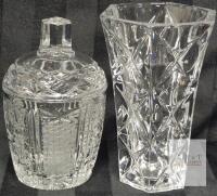 Vintage Crystal Vase 5" Tall & Condiment Jar 4.75" Tall