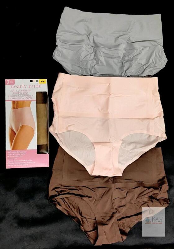 New 3-Pack Size SM Women's NEARLY NUDE Light Compression Shaping Briefs