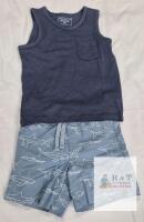 NEW Andy & Evan Size 4 Boys Shark Print Blue Tank & Shorts Set,