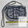 NEW Denim Chain Flap Shoulder Bag, Blue Abstract Print, Silver Hardware, 10.5"x7"x2.5" - 2