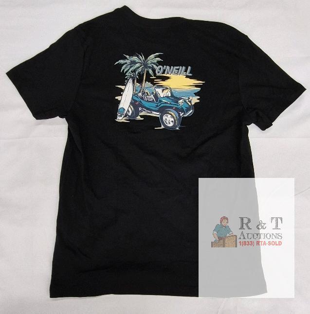 NEW O'Neill XXL Black Graphic Tee, Beach Buggy & Surfboard Design, Men's Short Sleeve, 100% Cotton