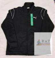 NEW Puma XL Black Track Jacket, Full Zip, Men&rsquo;s, White Piping, Stand Collar, Classic Style