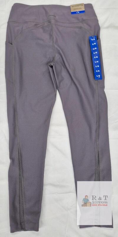 NEW Mondetta Active Mesh Legging Women's Large Gray 26.5" Inseam Side Pockets Polyester Spandex