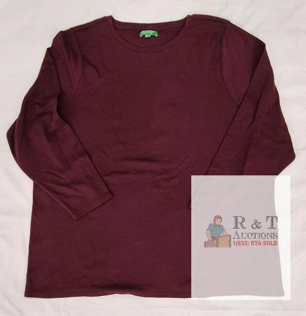 NEW United Colors of Benetton Burgundy Long Sleeve T-Shirt, XXXL, 100% Cotton, Crew Neck
