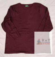 NEW United Colors of Benetton Burgundy Long Sleeve T-Shirt, XXXL, 100% Cotton, Crew Neck