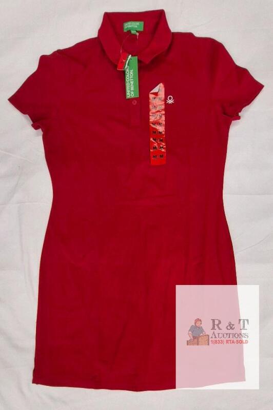 NEW United Colors of Benetton Red Polo Shirt Dress, Size M, Cotton, Short Sleeve, New with Tags