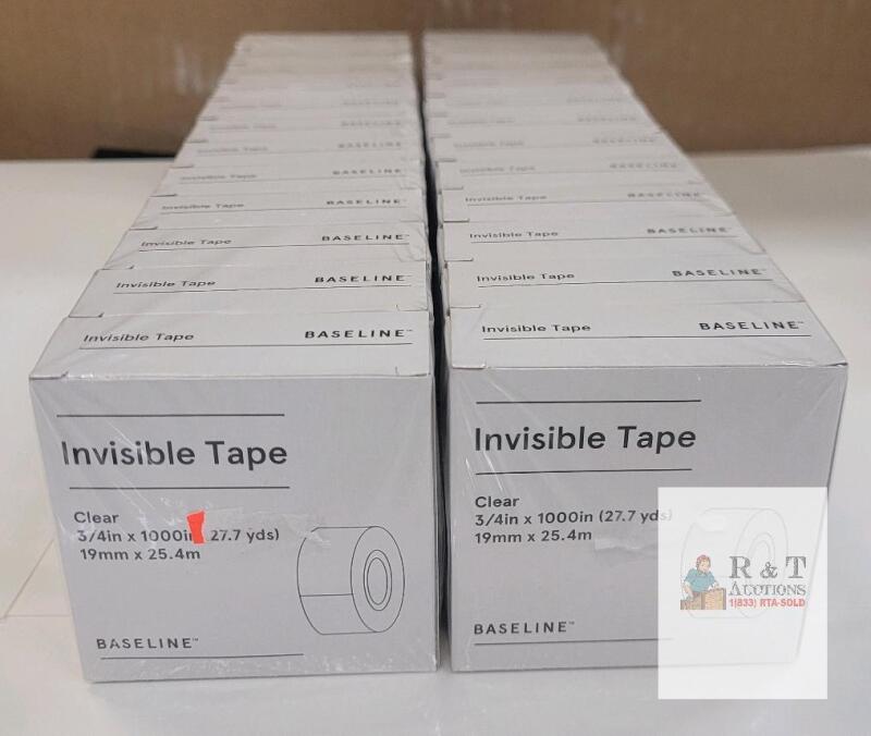 2 NEW BOXES Baseline Invisible Tape, Model BL58408, 3/4" x 1000", Boxed, Clear, UPC 718103371087