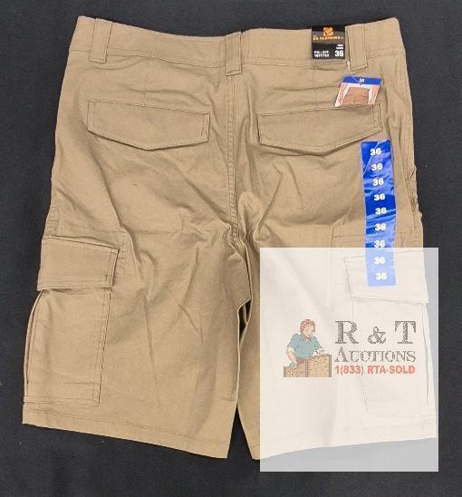 NEW BC Clothing Men's Cargo Shorts 36 Khaki, 98% Cotton 2% Spandex, Multiple Pockets, New with Tag