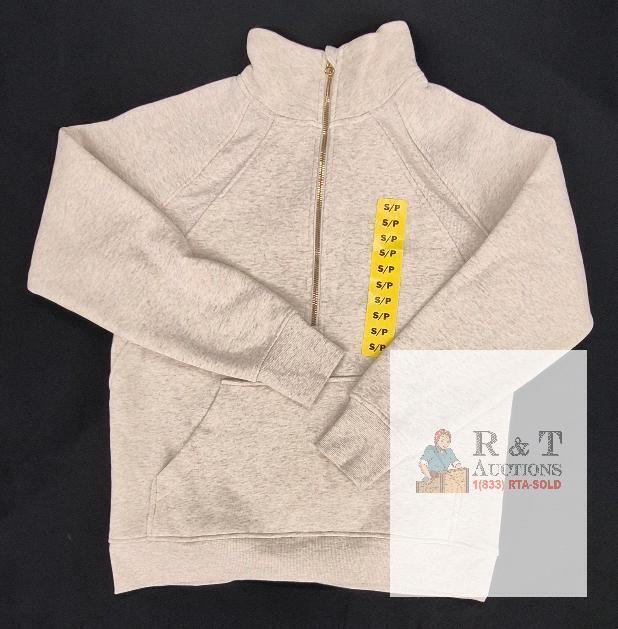 NEW Danskin Women&rsquo;s Small Heather Gray Half-Zip Sweatshirt Pullover, Kangaroo Pocket, Made in Cambodia