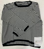 NEW Black White Striped Pullover Women's Sweater, Long Sleeve, Size Large, X0047SUTUD