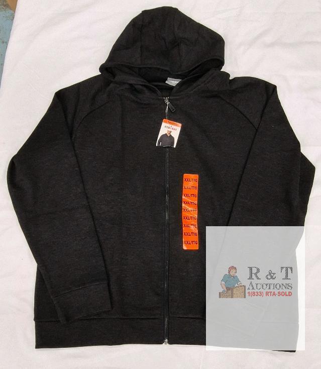 NEW 32 Degrees HEAT Men's Full-Zip Hoodie, XXL Charcoal, Moisture-Wicking, Soft Brushed Interior