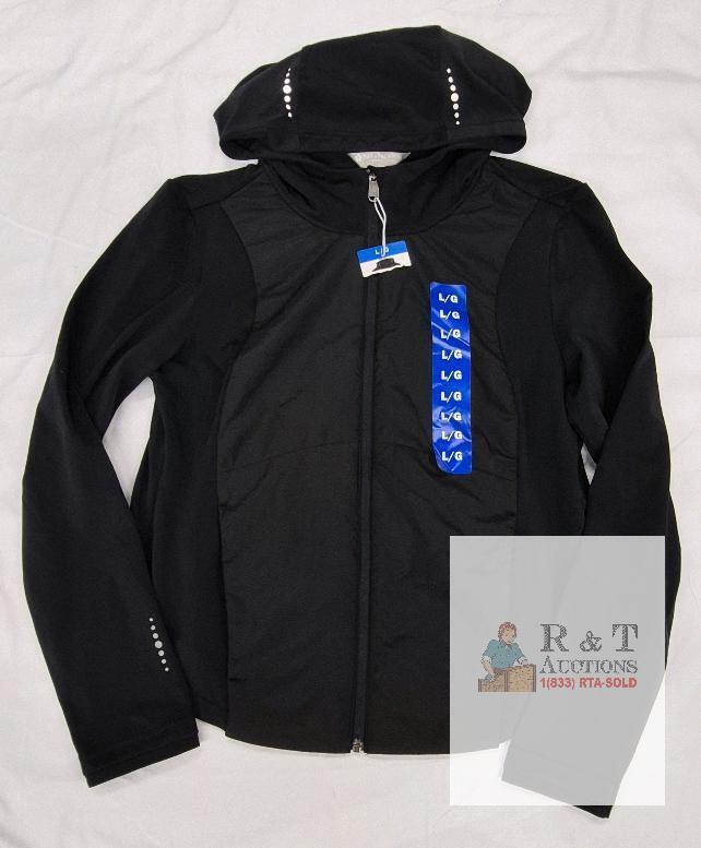 NEW Tuff Athletics Women's Black Full-Zip Hooded Athletic Jacket, Size Large, 1815575