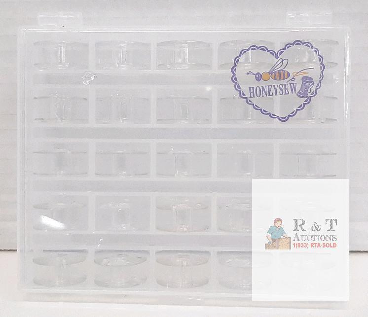 NEW Honeysew 25 Clear Class 15 Plastic Bobbins with Storage Case, Fits Singer,