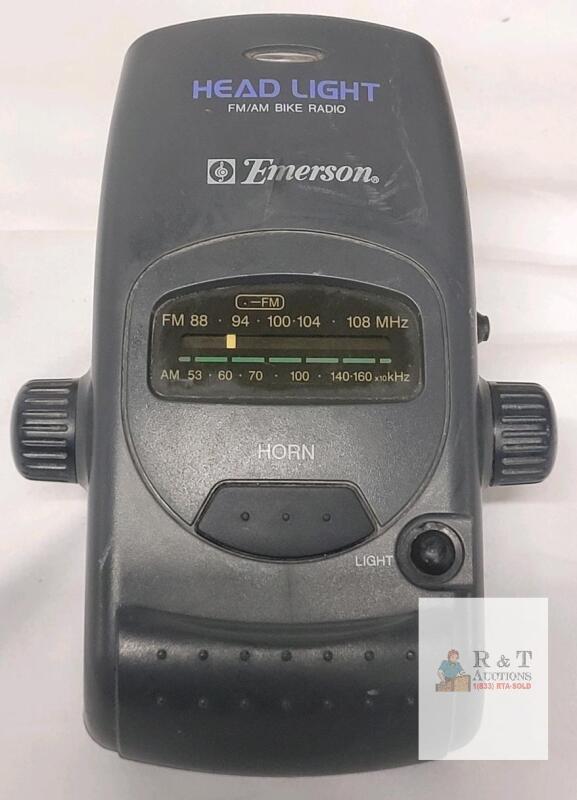 WORKING Emerson BR6355C FM/AM Bike Headlight Radio & Horn, Handlebar Mount, 3 x C Battery, Black