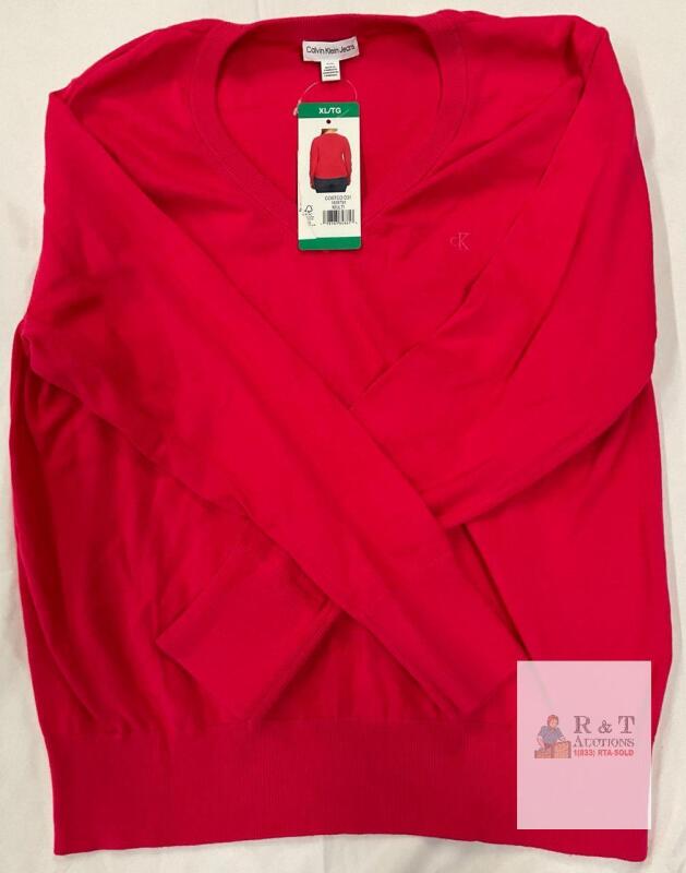 NEW Calvin Klein Jeans Women's Crew Neck Sweater XL, Pink, Costco 1839793,