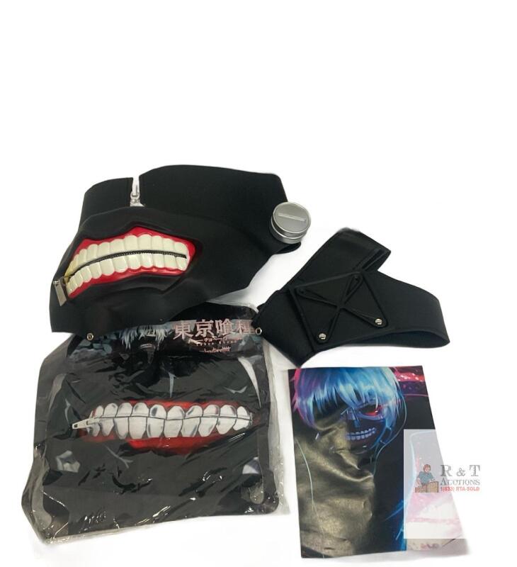 Tokyo Ghoul Kaneki Ken Cosplay Mask Set, Synthetic Leather, Anime Zipper Mouth, 2 Masks, Art Print- MOVIE TOO!