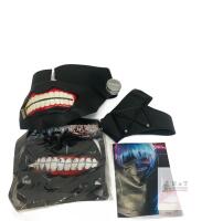 Tokyo Ghoul Kaneki Ken Cosplay Mask Set, Synthetic Leather, Anime Zipper Mouth, 2 Masks, Art Print- MOVIE TOO!