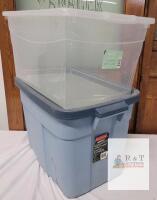 Rubbermaid Roughneck 68L 24"x16"x16.5" Tote & type A Clarity 50L 23"x15.4"x11.9" Storage Bins - used condition
