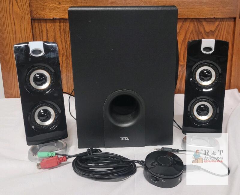 Cyber Acoustics CA-3602 2.1 Speaker System, 62W Peak Power, Subwoofer & Wired Control Pod