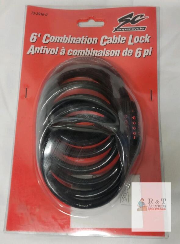 NEW Supercycle 6 ft Combination Cable Lock, 4-Digit, Model 73-3916-0, Black, Braided Steel