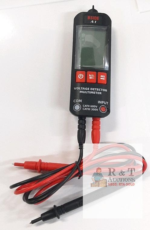 BSIDE A1 Digital Voltage Detector Multimeter, CAT II 600V, CAT III 300V, LCD, NCV, Probes, Batteries