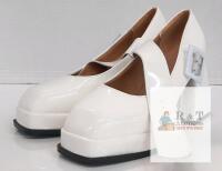 NEW White Patent Mary Jane Platform Shoes, Block Heel, Size EU 38 (US 7.5-8), Buckle Strap