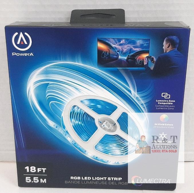 NEW PowerA Lumectra Zone RGB LED Light Strip 18ft (5.5m), 24 Colors, 4 Modes, CPACLMST, IR Control