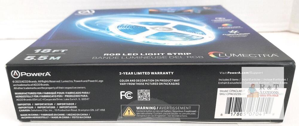 NEW PowerA Lumectra Zone RGB LED Light Strip 18ft (5.5m), 24 Colors, 4 ...