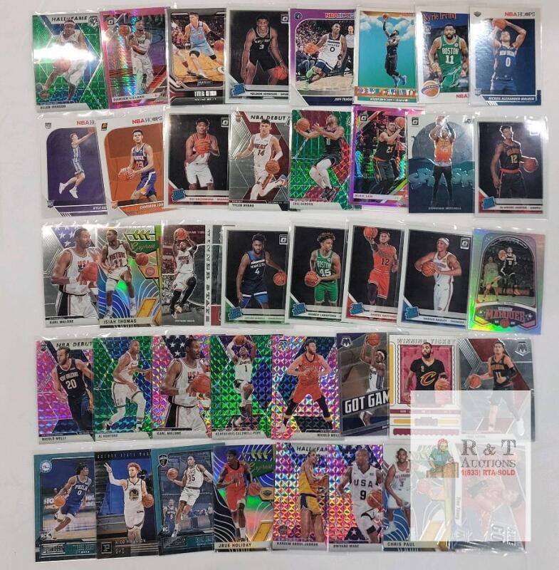 2019-20 Panini NBA Mosaic/Optic/Hoops Basketball Card Lot, 50+ Cards, Rookies, Hall of Fame, Parallels